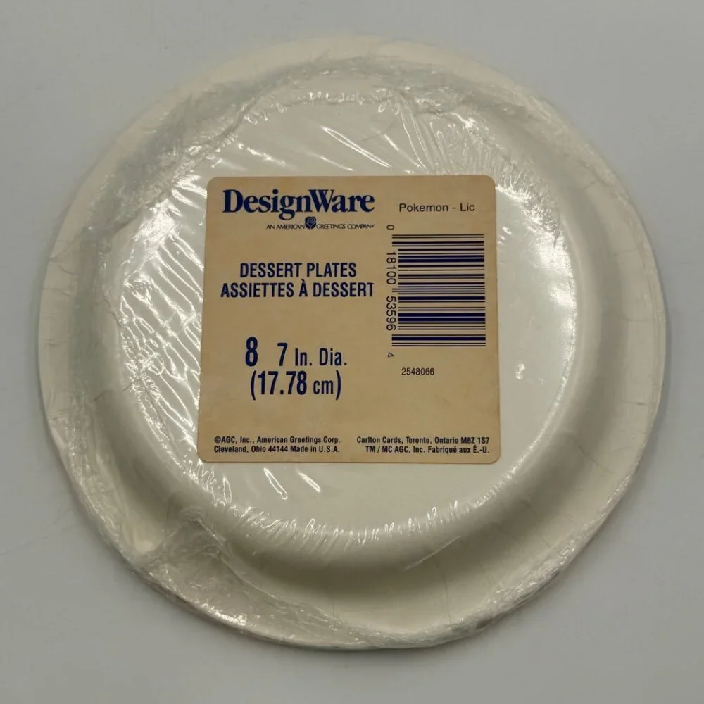 Pokemon Gotta Catch 'em all Dessert Plates (8 Plates) & Static Cling Sticker